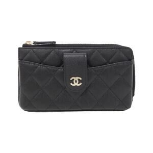 CHANEL Black Grained Calfskin Leather AP2536 Phone Case